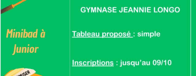 Pour cette deuxième étape du circuit départemental jeunes, le Badminton Club de l’Hermitage et du Tournonais vous accueille le dimanche 20 octobre 2024 au gymnase Jeannie Longo. Ce TDJ est […]