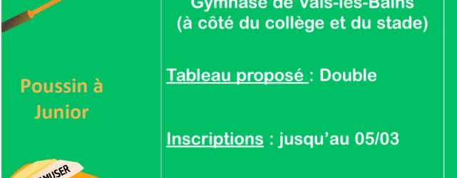 Le Vivarais Badminton 07 vous donne rendez-vous le dimanche 16 mars 2025 à Vals-les-Bains pour une nouvelle étape du Circuit Départemental Jeunes. Pour la deuxième fois de la saison, ce […]